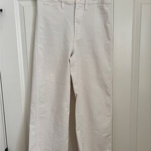 Quince Off-White Wide-Leg Cropped Trousers